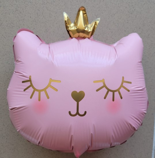 Balon folie mini figurina cap pisica roz 30 cm [4]