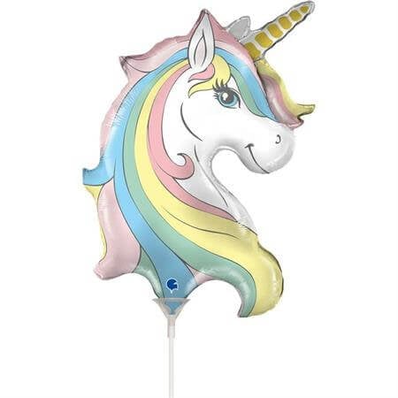Balon folie mini figurina cap unicorn macaron 25 39 cm