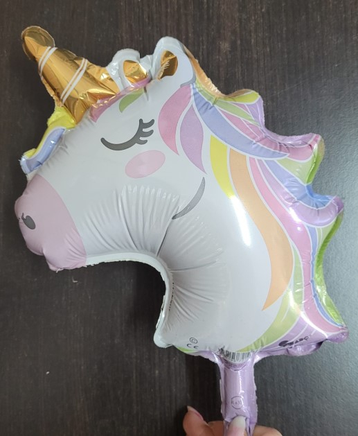 Balon folie mini figurina cap Unicorn macaron 30 cm [2]