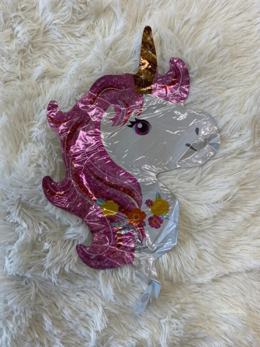 Balon folie mini figurina cap unicorn roz 25 cm [2]
