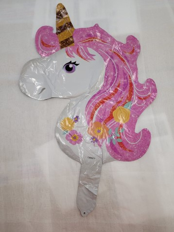 Balon folie mini figurina cap unicorn roz 25 cm [3]