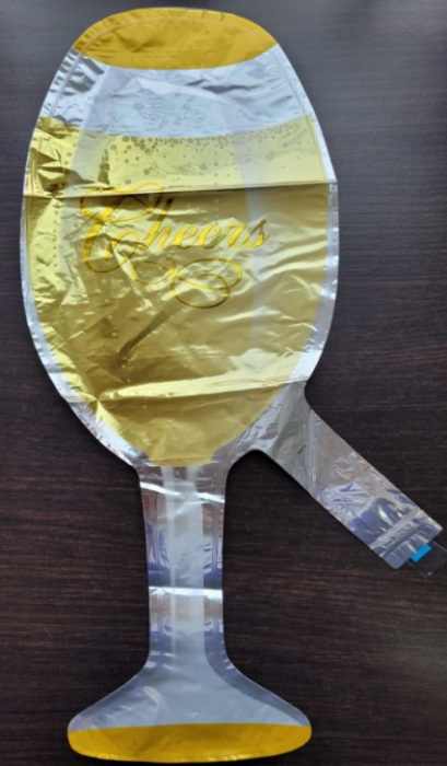 Balon party, folie metalizata auriu, argintiu, 34x15 cm, pahar [2]