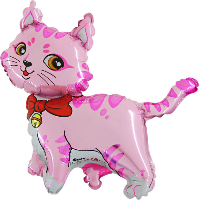 Balon folie mini figurina pisica roz 37 35 cm