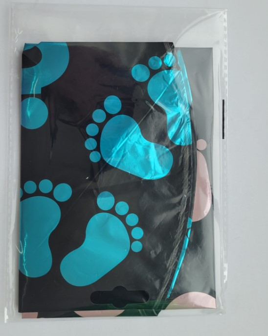 Balon folie negru dezvaluire semnul intrebarii si picioruse roz si albastru 45 cm [4]