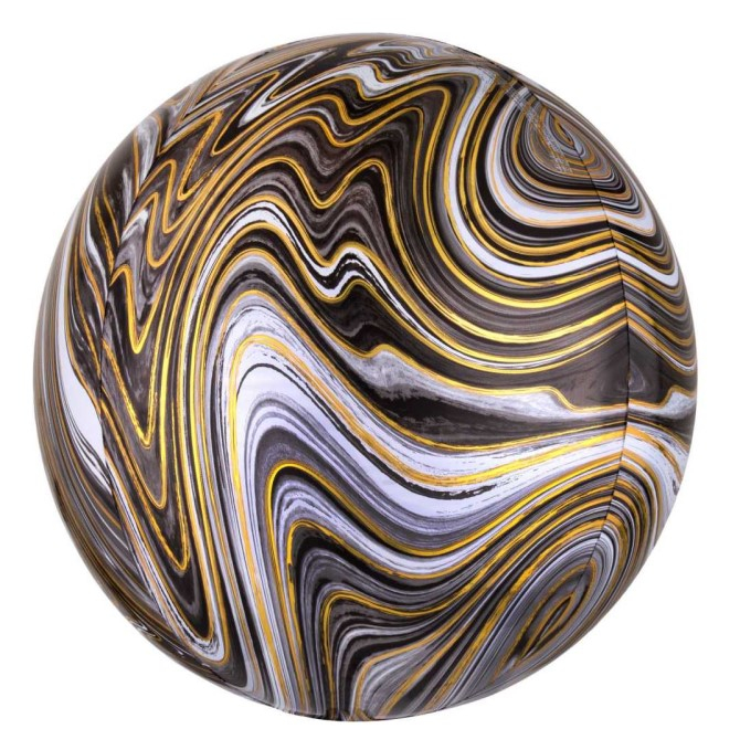 Balon folie orbz sfera negru degrade marble 45 cm