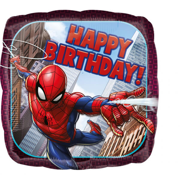 Balon folie patrat Spider-Man Happy Birthday 43 cm