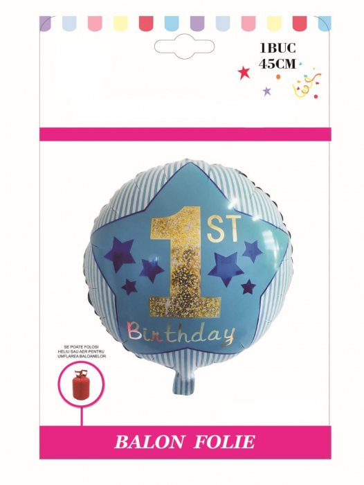 Balon folie prima aniversare albastru 45 cm [2]