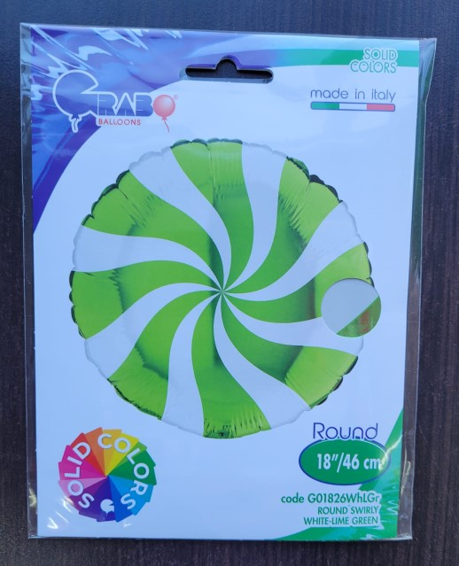 Balon Folie Rotund Acadea Alb-Verde Lime 46cm, G01826WHLGR [5]