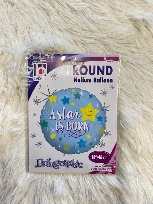 Balon folie rotund albastru A star is born boy 46 cm [4]