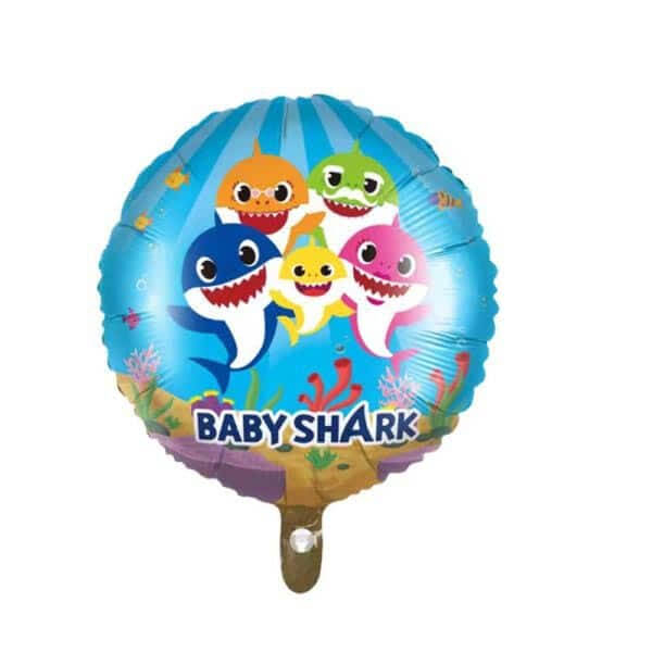 Balon folie rotund Baby Shark albastru 43 cm