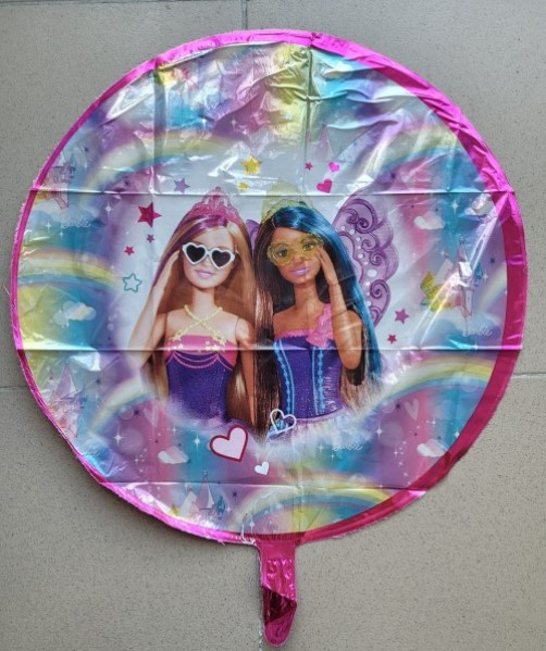 Balon folie rotund Barbie curcubeu 2 fete 43 cm [3]
