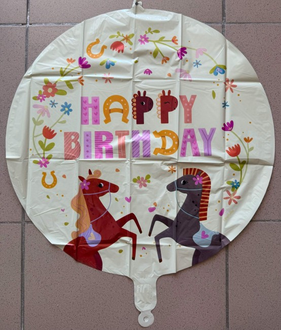 Balon folie rotund cai Happy birthday 45 cm [2]