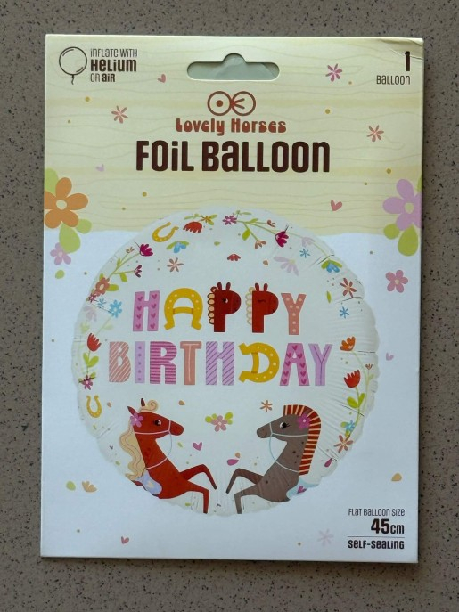 Balon folie rotund cai Happy birthday 45 cm [4]