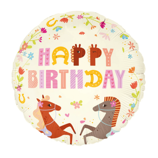 Balon folie rotund cai Happy birthday 45 cm [1]
