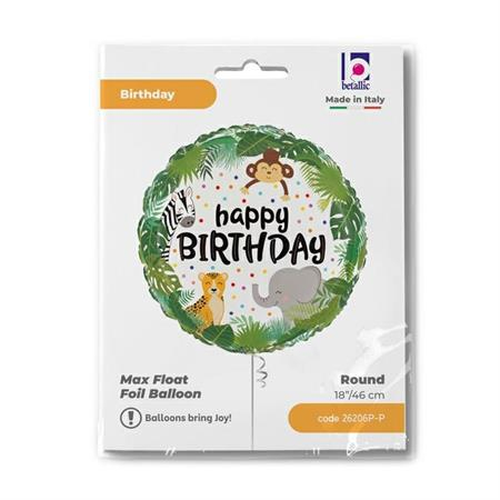 Balon folie rotund Happy Birthday animale jungla 46 cm [4]