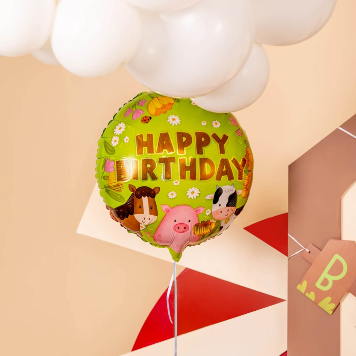 Balon folie rotund Happy Birthday ferma 45 cm [2]