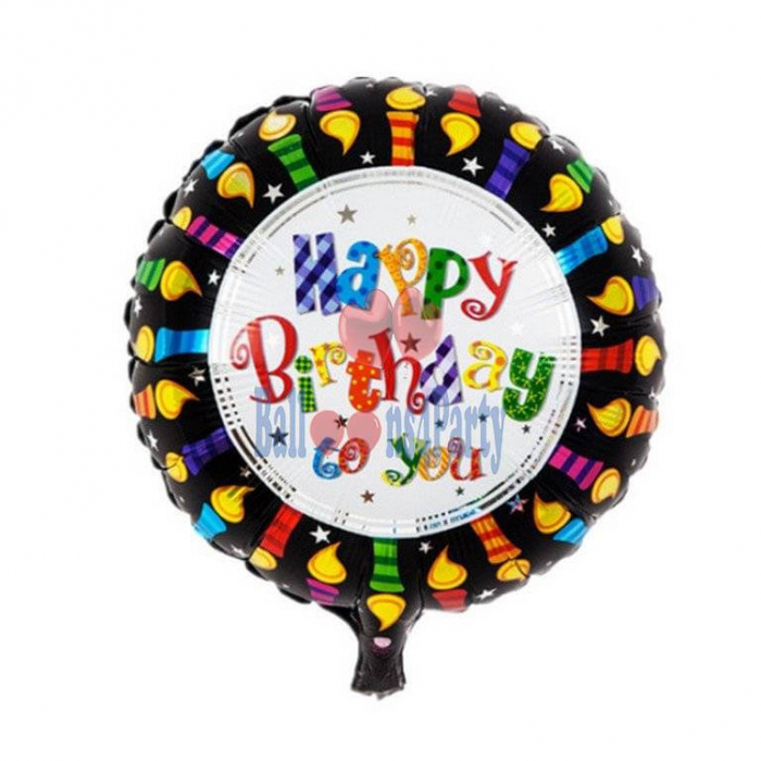 Balon folie rotund Happy Birthday lumanari 45cm [1]