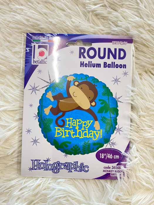 Balon folie rotund Happy Birthday maimuta 46 cm [3]