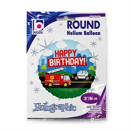 Balon folie rotund Happy Birthday pompieri si politie 46 cm [3]