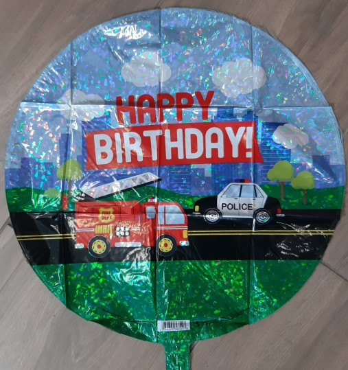Balon folie rotund Happy Birthday pompieri si politie 46 cm [2]
