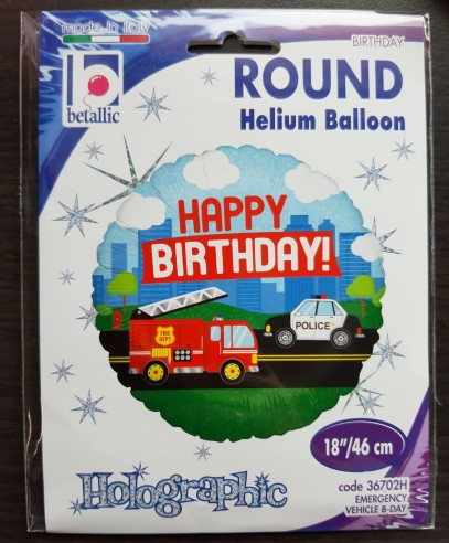 Balon folie rotund Happy Birthday pompieri si politie 46 cm [4]