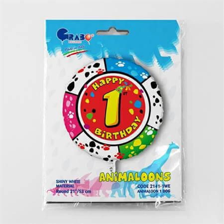 Balon folie rotund imprimat 1 an animalute 53 cm [6]