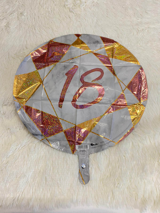 Balon folie rotund imprimat 18 ani majorat rose gold 46 cm [2]