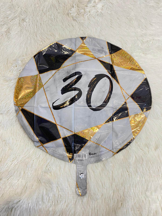 Balon folie rotund imprimat 30 ani negru 46 cm [2]