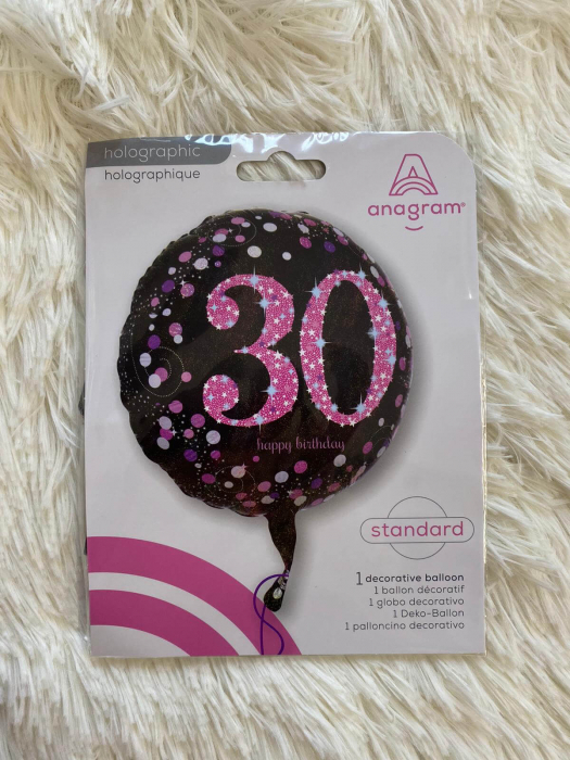 Balon folie rotund imprimat 30 roz si negru 43 cm [4]