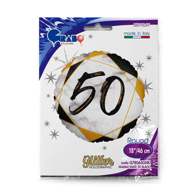Balon folie rotund imprimat 50 ani negru 46 cm [3]