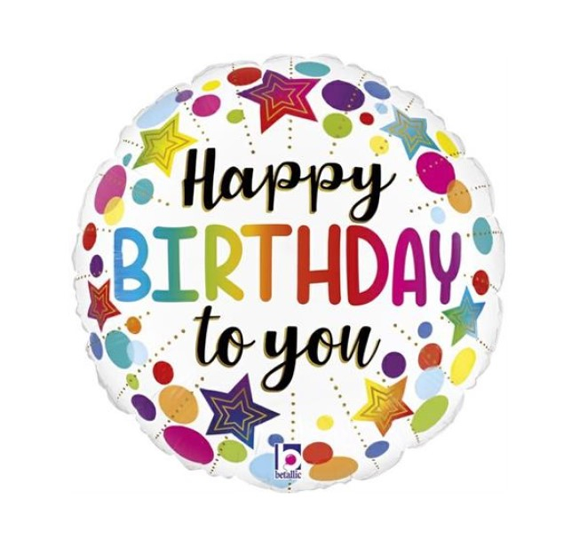 Balon folie rotund mini figurina Happy Birthday to you 23 cm [1]