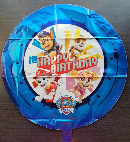 Balon folie rotund Paw Patrol Happy Birthday albastru 46 cm [2]