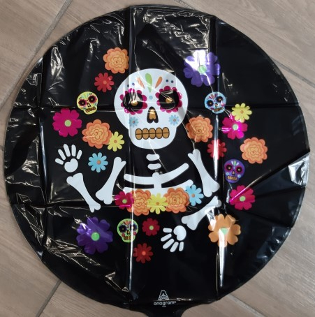 Balon folie rotund Schelet si flori 43 cm [2]