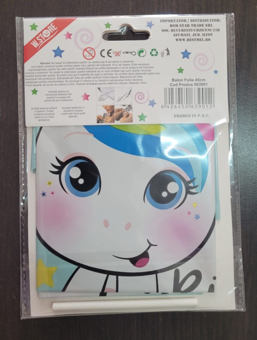 Balon folie rotund unicorn Happy Birthday 45 cm [2]