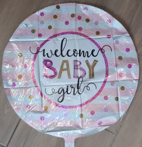 Balon folie rotund Welcome Baby Girl 46 cm [2]