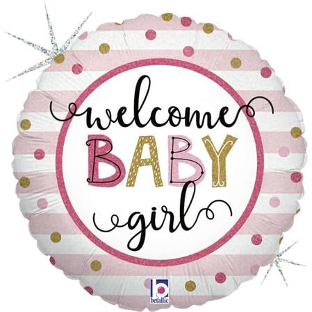 Balon folie rotund Welcome Baby Girl 46 cm