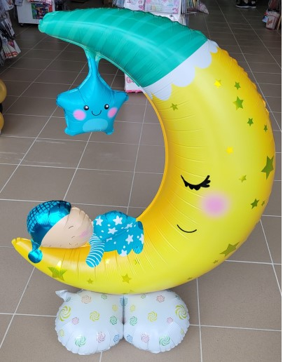 Balon folie stand luna cu bebe 110 x 70 cm [2]