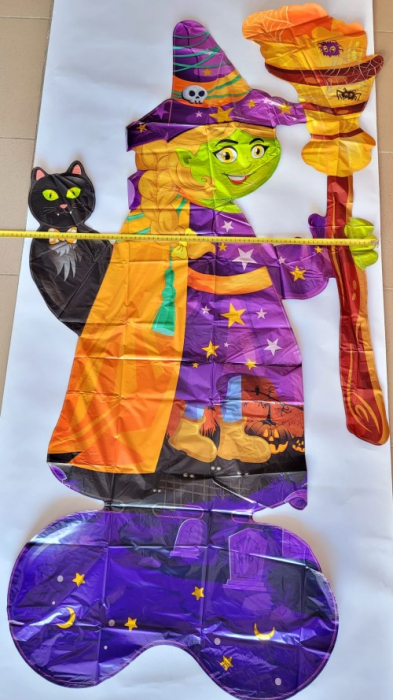 Balon folie stand up Halloween Vrajitoare si pisica 155 X 72 cm [3]