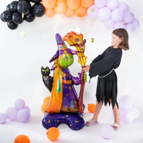 Balon folie stand up Halloween Vrajitoare si pisica 155 X 72 cm [6]