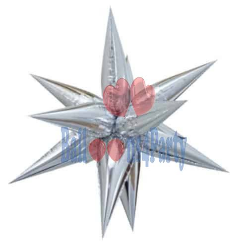 Balon folie Stea 3D Argintiu 45cm [4]