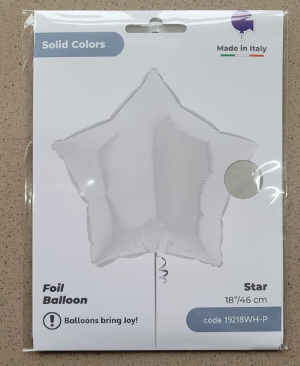 Balon Folie Stea Alba 46cm, 19218WH [4]