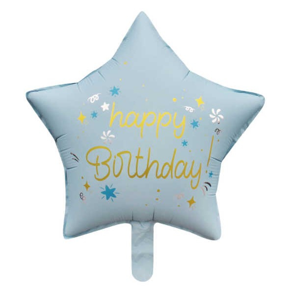 Balon folie stea albastru Happy Birthday 45 cm [1]