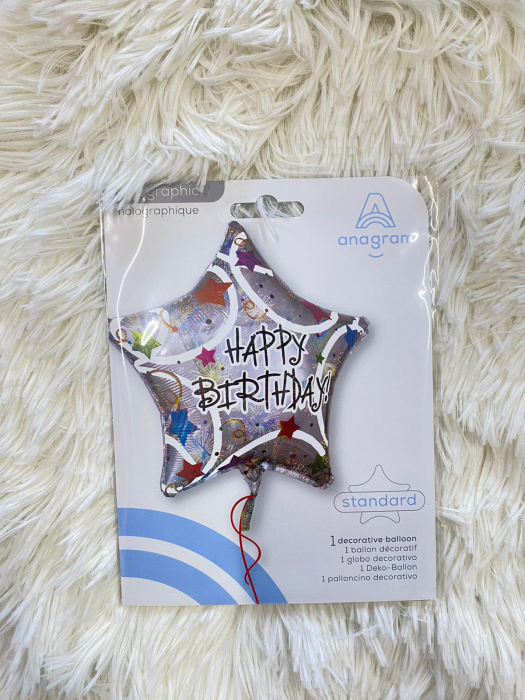 Balon folie stea Happy Birthday confetti 45 cm [3]