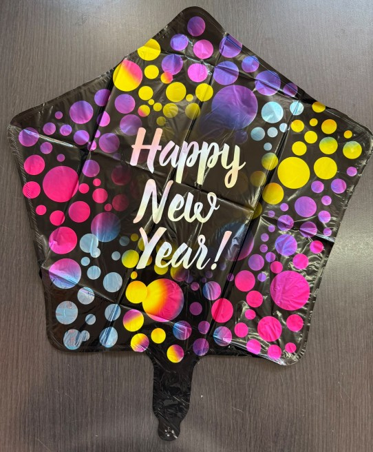 Balon Folie Stea negru Happy New Year 45cm [2]