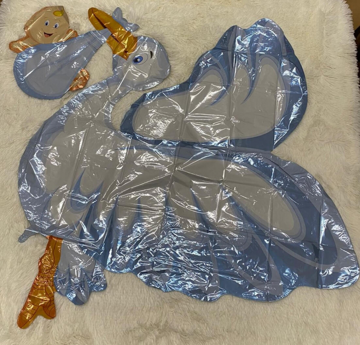Balon folie supershape Barza albastra cu bebelus 135 cm [3]