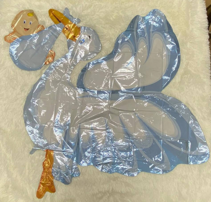 Balon folie supershape Barza albastra cu bebelus 135 cm [2]