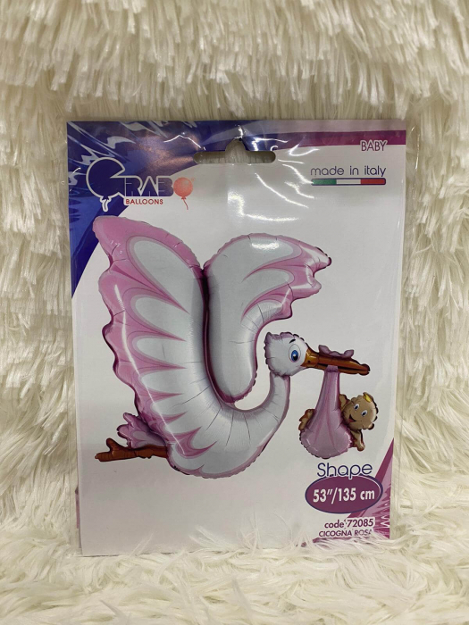 Balon folie supershape Barza roz cu bebelus 135 cm [4]