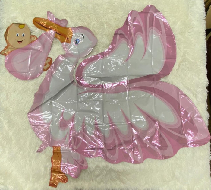 Balon folie supershape Barza roz cu bebelus 135 cm [3]