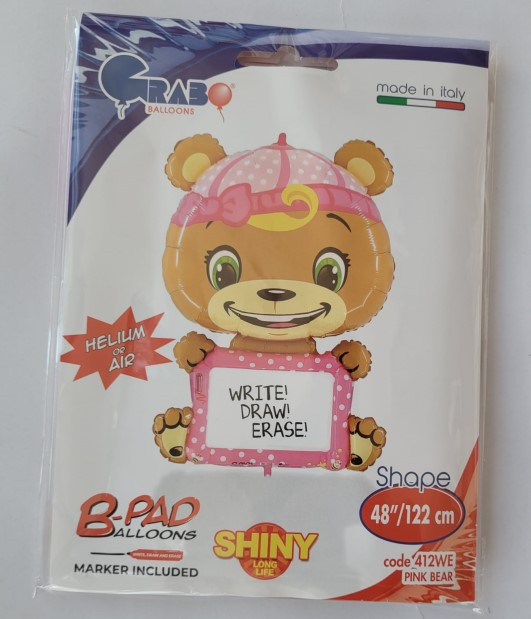 Balon folie ursulet roz cu tabla de scris 122 cm [6]