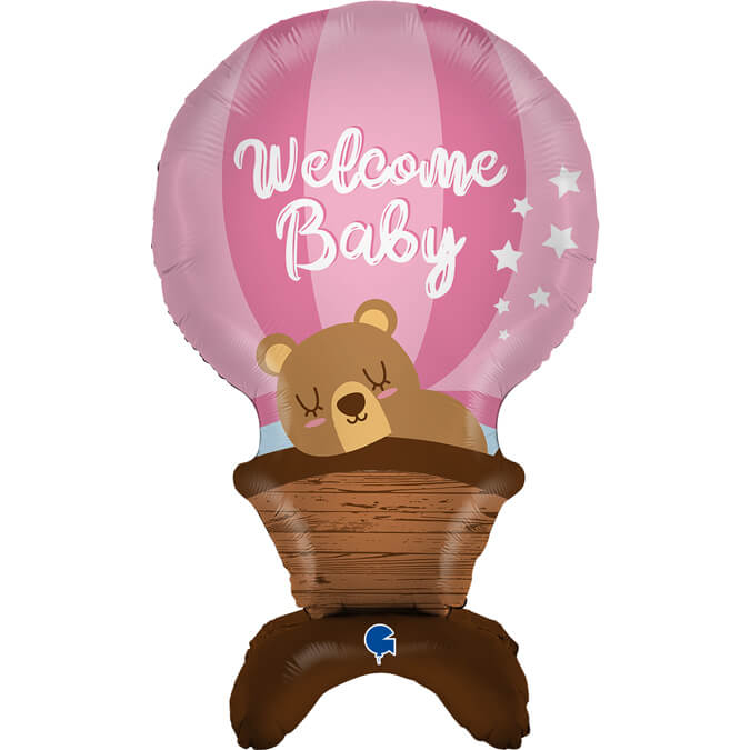 Balon folie Welcome Baby roz stand up 97 cm